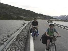 Graham and Kieron at Breiddalsvatnet, 28.9 miles from Skjåk 